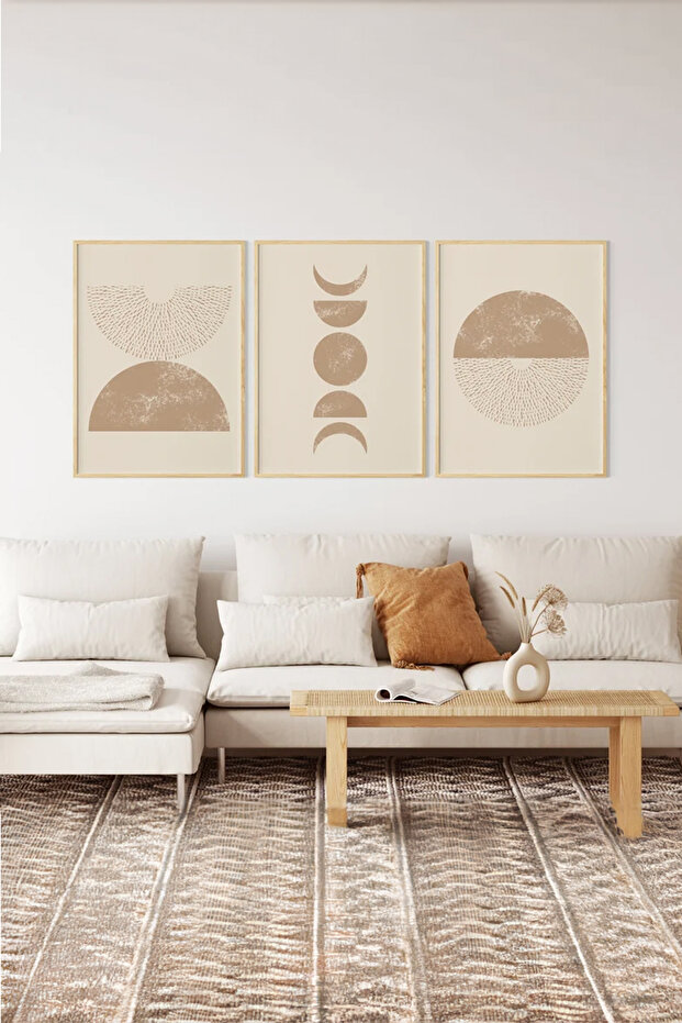 3 Piece 3D Poster Painting Set with Real Wood Frame