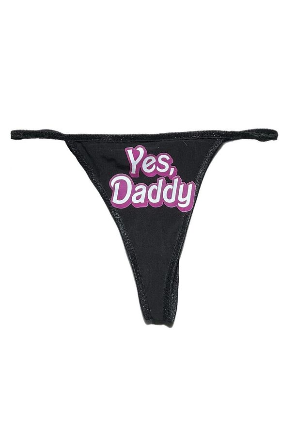 Siyah Yes Daddy Yazılı T-String Model Tanga - 1