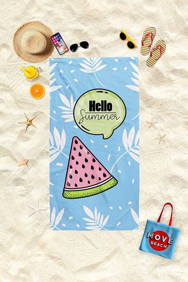 منقوشة منشفة الشاطئ، منشفة حمام - 1