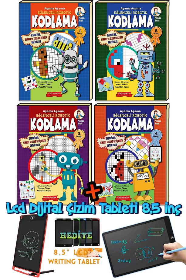 Adım Adım Kodlama Seti (SEVİYE 1-2-3-4) Robotik Kodlama Lcd Dijital Çizim Tableti - 1