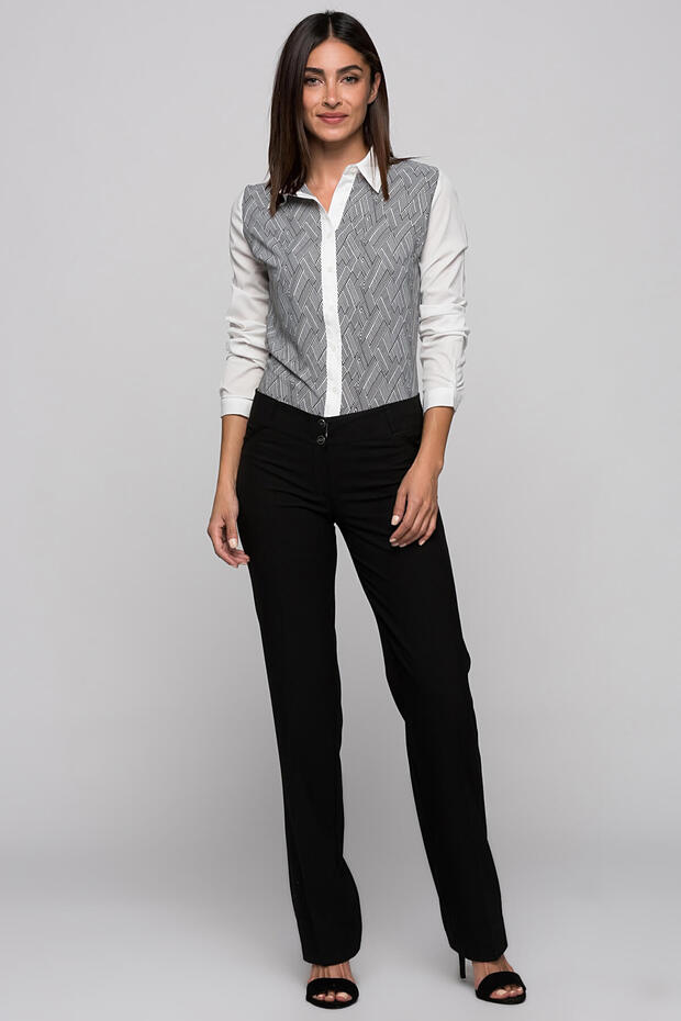 117-cm-016-386105 Pocket Satin Piping Garnished Trousers Fume