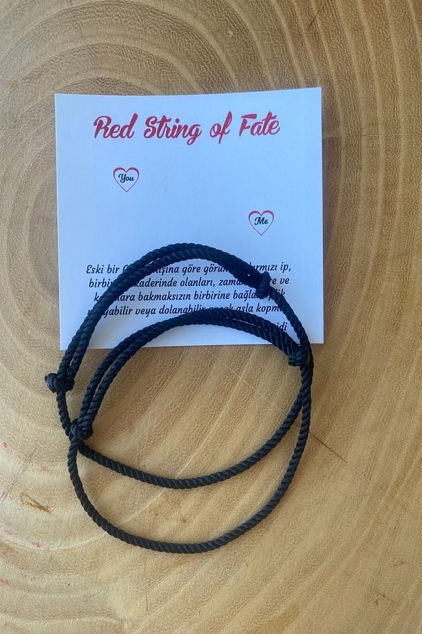 2'li  Red String Of Fate Kabala Uzakdoğu Inanış Dilek Şans Bilekliği siyah - 1