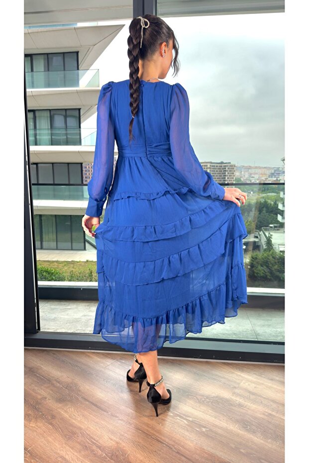 Kat Kat Şifon Konkat Elbise - 4