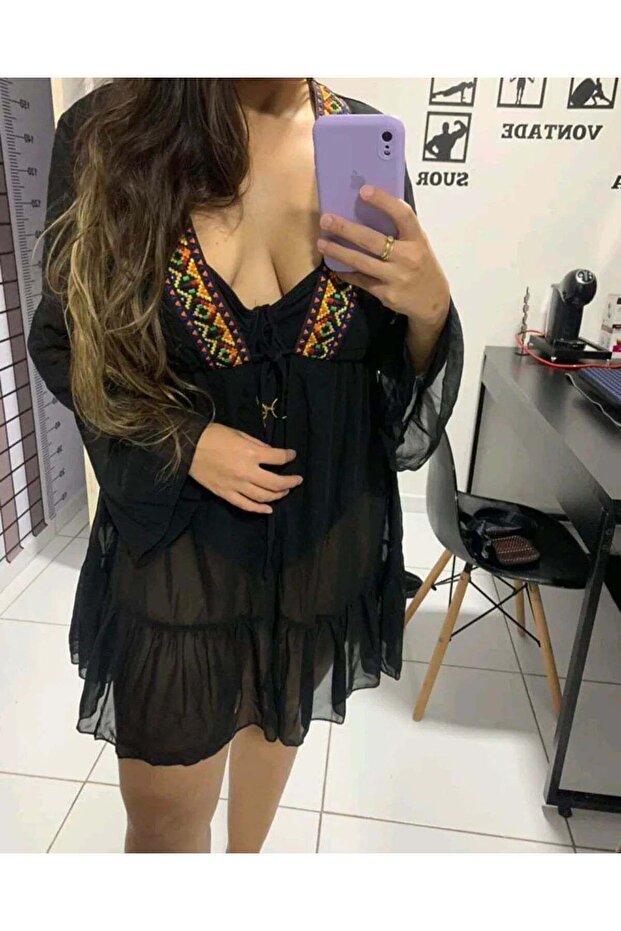 Etnikka صوفية شيفون بطباعة عرقية