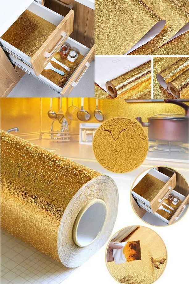 Yapışkanlı Gold Isı Ve Neme Dayanıklı Restorant Mutfakları Için Uyumlu Tezgah Masa Üstü 40cmx1 metre - 1
