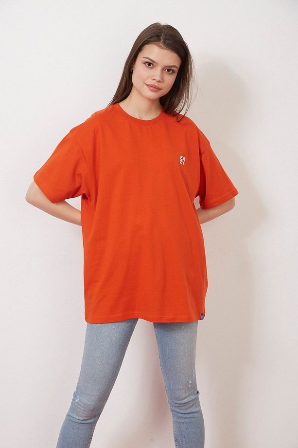 Eazy Kiremit Ornament Unisex Oversize Baskılı Kısa Kollu T-shirt - 4