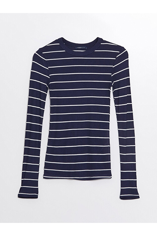 Lcw Crew Neck Striped Long Sleeve Women's Bodysuit