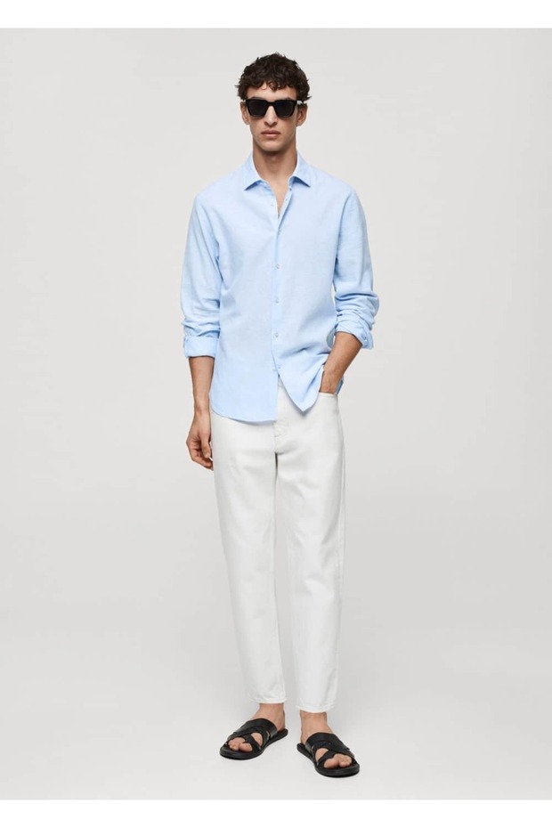 Gestreiftes Leinenhemd mit normaler Passform - 2