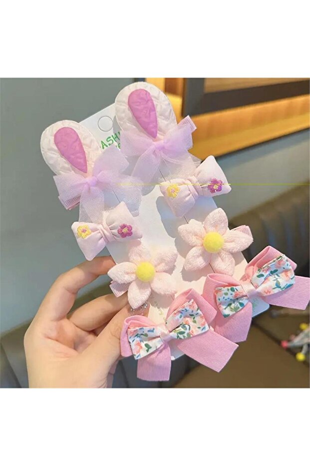 So-Much New Model Children's Rabbit Ear Snap Clip Buckle Set Pink