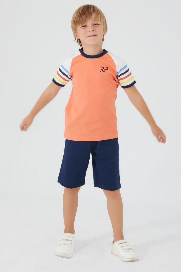 Rolypoly Section Patterned Turuncu Erkek Çocuk Bermuda Takım - 1