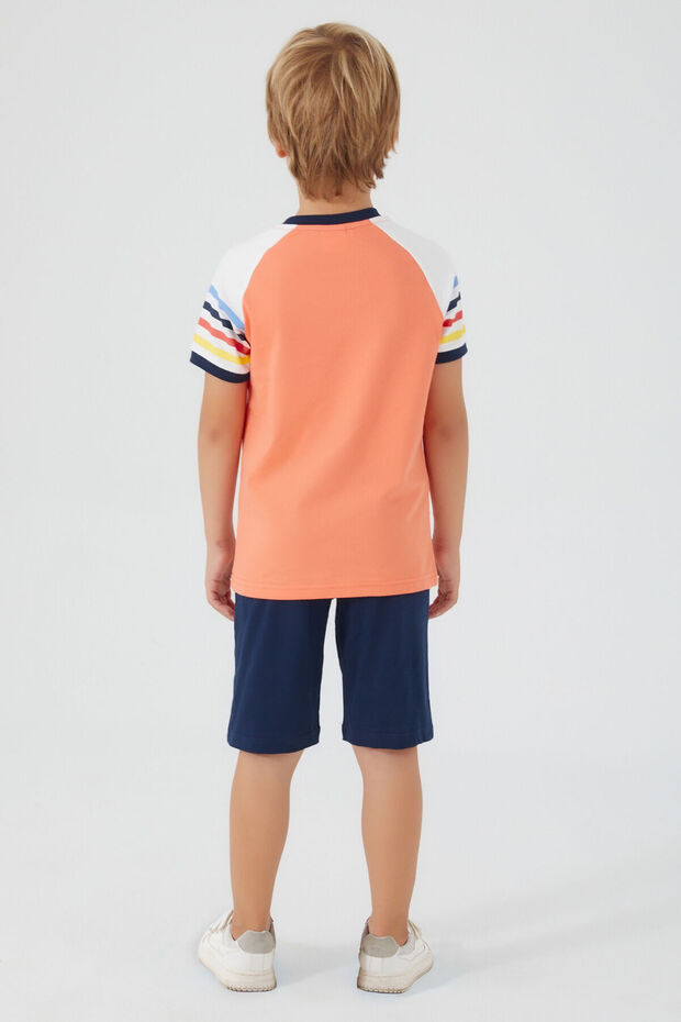 Rolypoly Section Patterned Turuncu Erkek Çocuk Bermuda Takım - 5