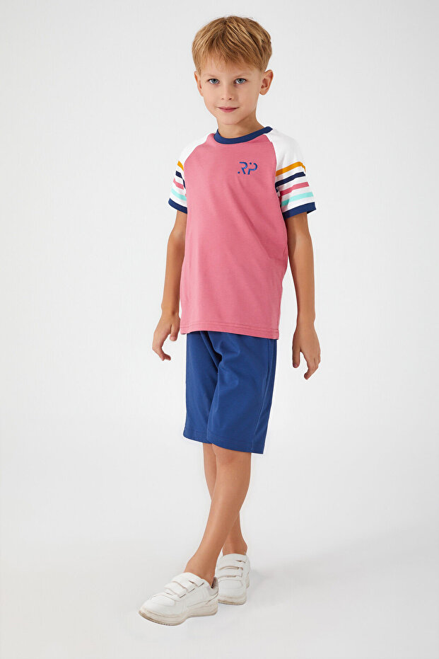 Rolypoly Section Patterned Pembe Erkek Çocuk Bermuda Takım - 2