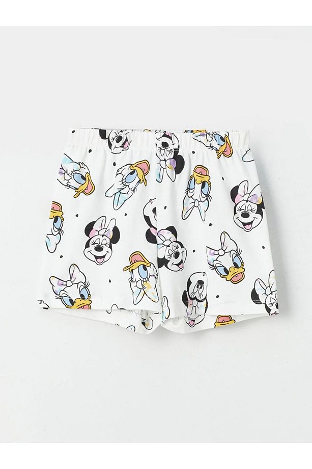 LCW Kids Gömlek Yaka Minnie Mouse Baskılı Kısa Kollu Kız Çocuk Şortlu Pijama Takımı - 3