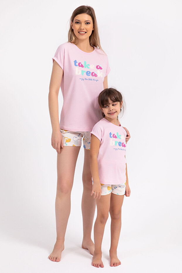 Rolypoly Kız Çocuk Pembe Şort Takım - 2