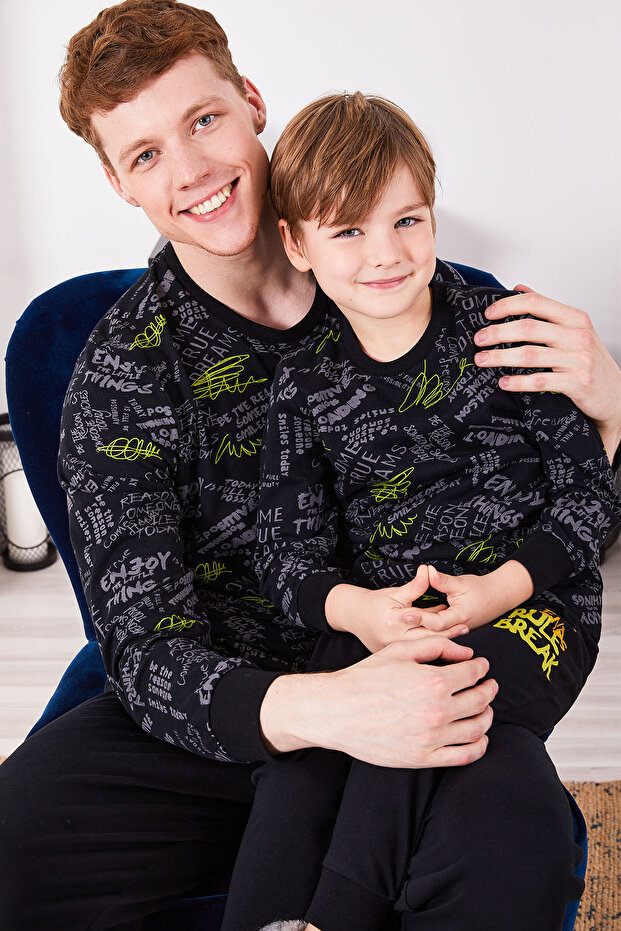 Rolypoly Able Ends Rule Break Siyah Erkek Çocuk Uzun Kol Pijama Takım - 2