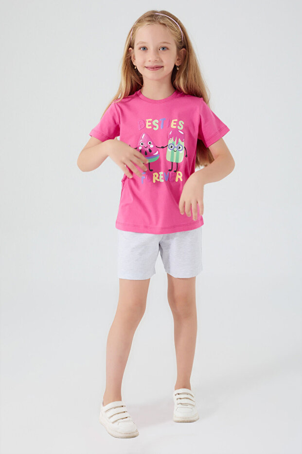 Rolypoly Besties Forever Light Fuchsia Girls' Shorts Set