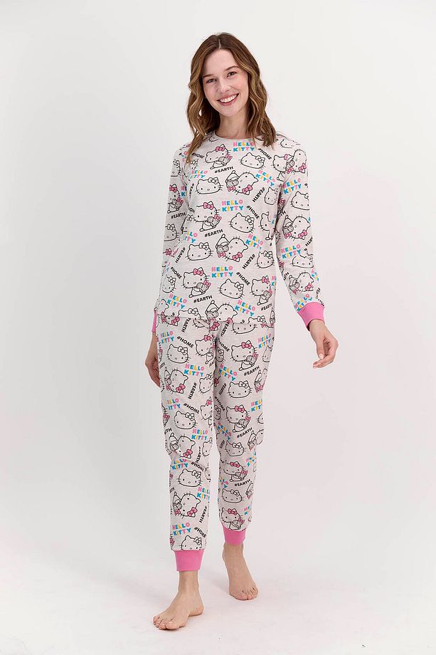 Lisanslı Bejmelanj Kadın Pijama Takımı - 1