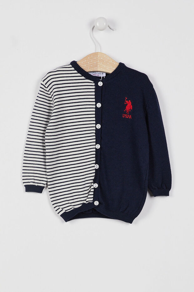 Base. Polo Assn Licensed Striped Cream Baby Cardigan