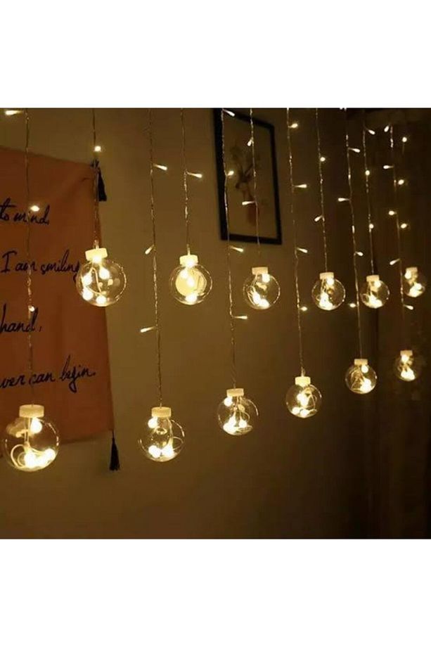 Dekoratif Led Işıklı Top Perde Led Animasyonlu Küre Toplu Ampul Perde Led Fişli Eklenebilir 3mt - 2
