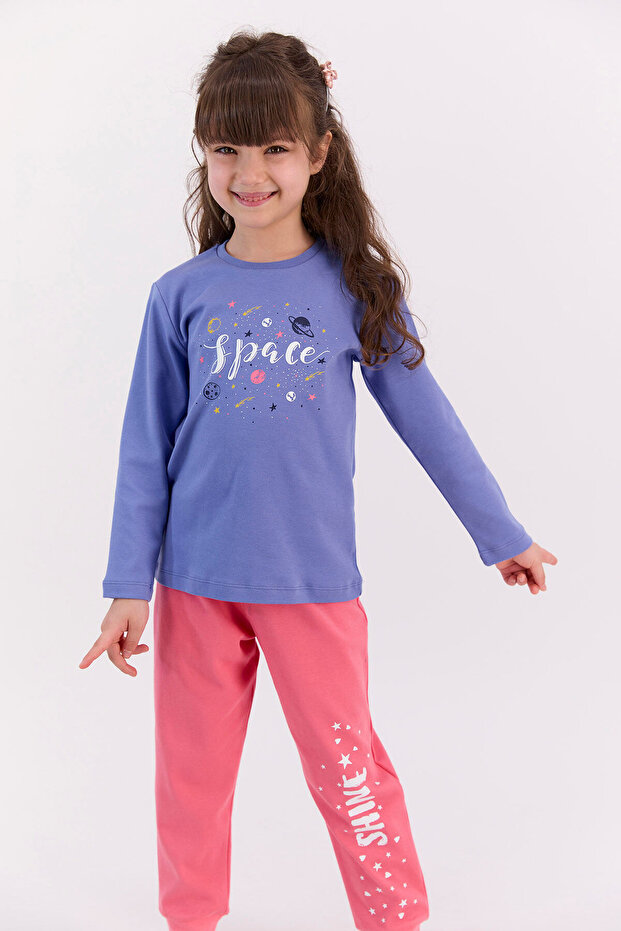 Rolypoly Space Indigo - Komplet pidžama za devojčice - 2