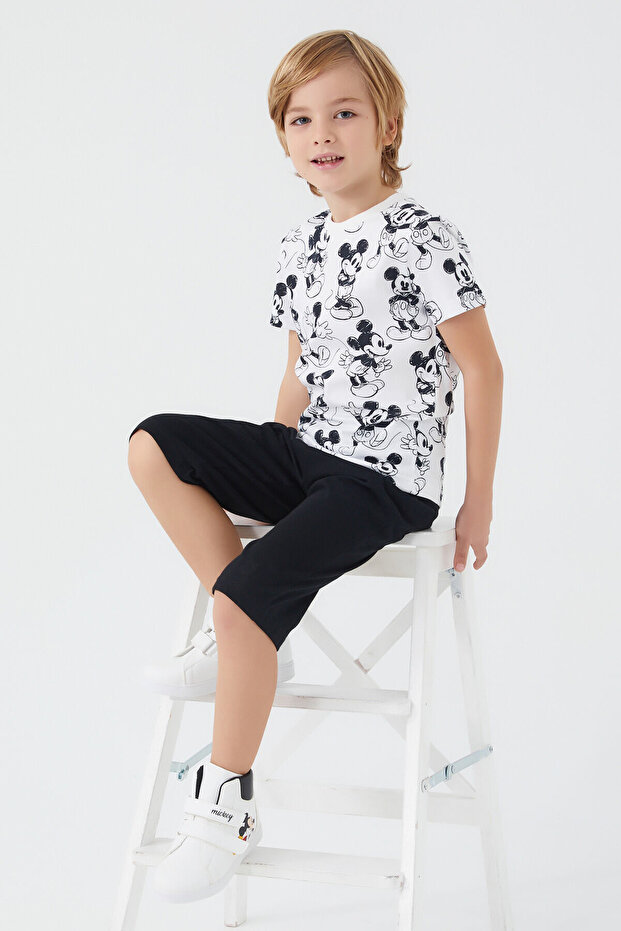 Mickey Mouse Boy White Capri Suit