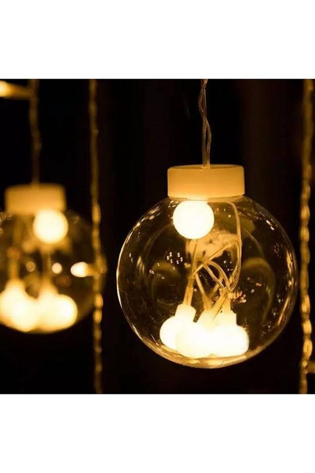 Dekoratif Led Işıklı Top Perde Led Animasyonlu Küre Toplu Ampul Perde Led Fişli Eklenebilir 3mt - 7