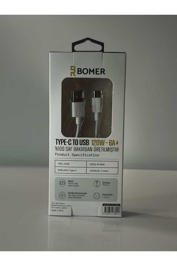 ŞARJ TYPE-C to USB 120 W 6A 1 METRE BOMER Hızlı Şarj Kablosu - 4