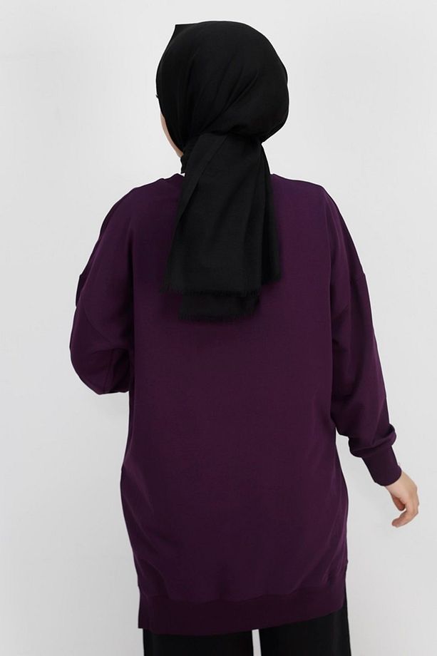 Iki Iplik Kumaş Basic Tunik Sweatshirt - 4