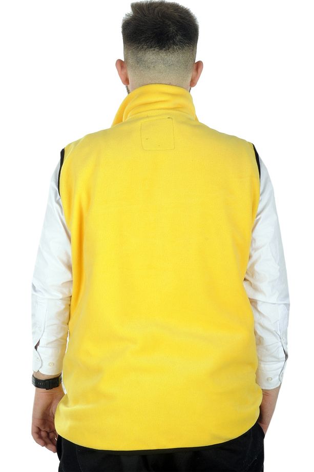 Mode Xl Erkek Polar Yelek Dik Yaka Fermuarlı 22549 Sarı - 4