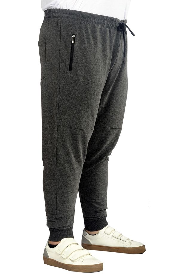 Mode Xl Büyük Beden Eşofman Altı Darpaça Zippered 22501 Antramelanj - 2