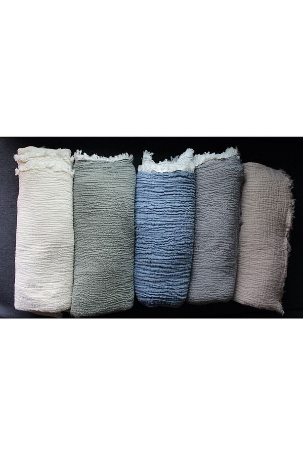 4 Katlı 4 Kenarı Saçaklı Muslin Koltuk Örtüsü / Tv Battaniyesi / Battaniye 230 X 250 - 6