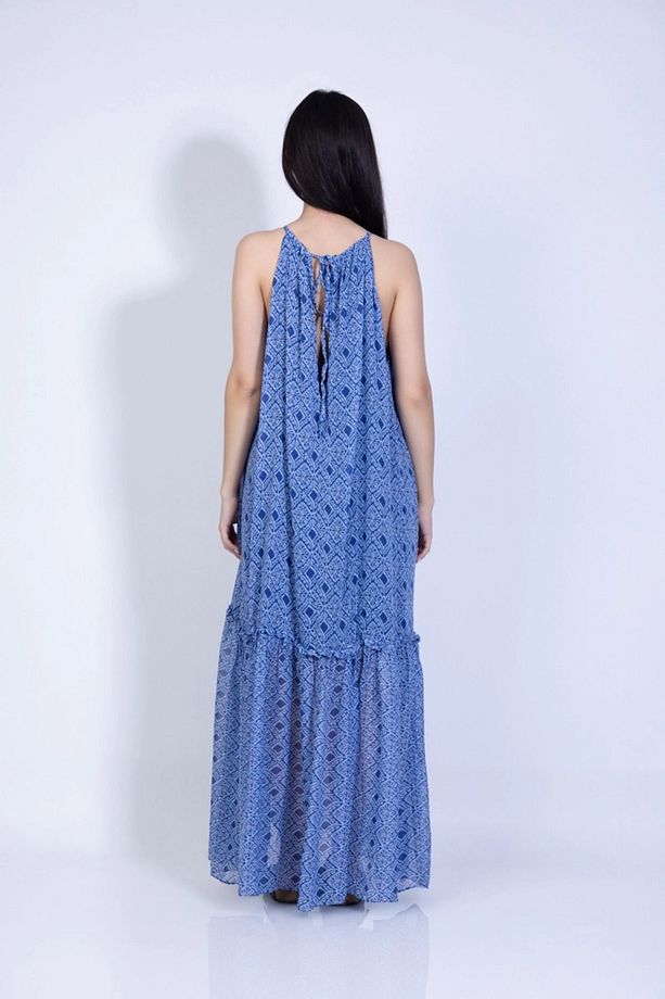 Halter Yaka Şifon Elbise - 2