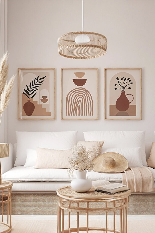 3 Piece 3D Poster Painting Set with Real Wood Frame