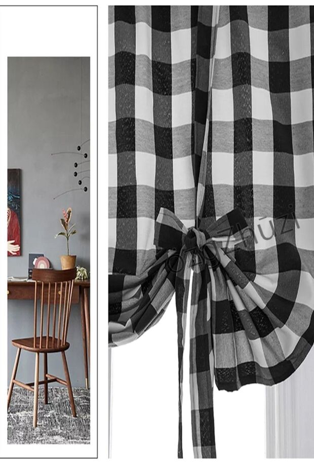 Rustic Pipe Interlocking Single Background Curtain Black_white Elegance (width X Length) - 3