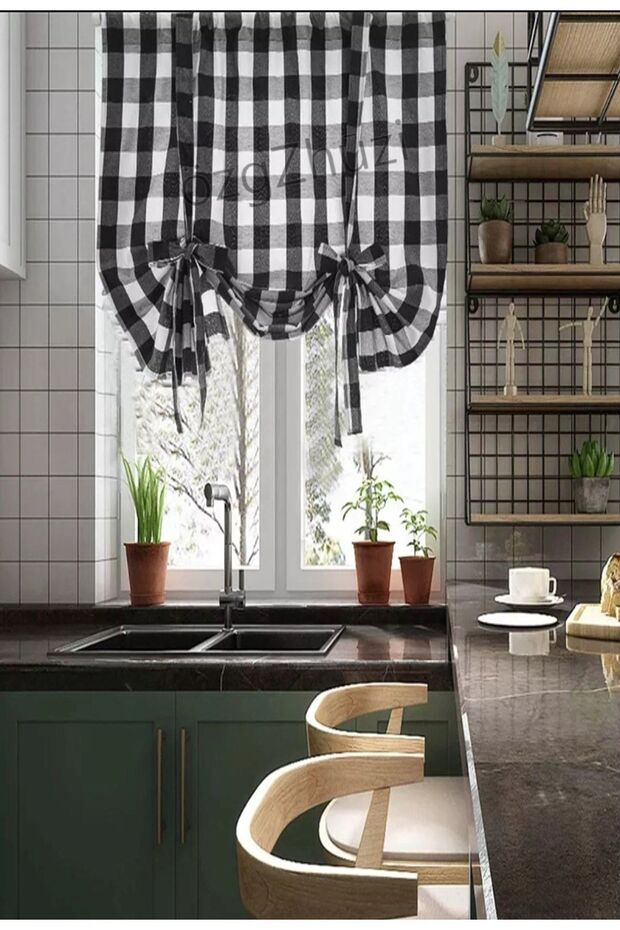 Rustic Pipe Interlocking Single Background Curtain Black_white Elegance (width X Length) - 1