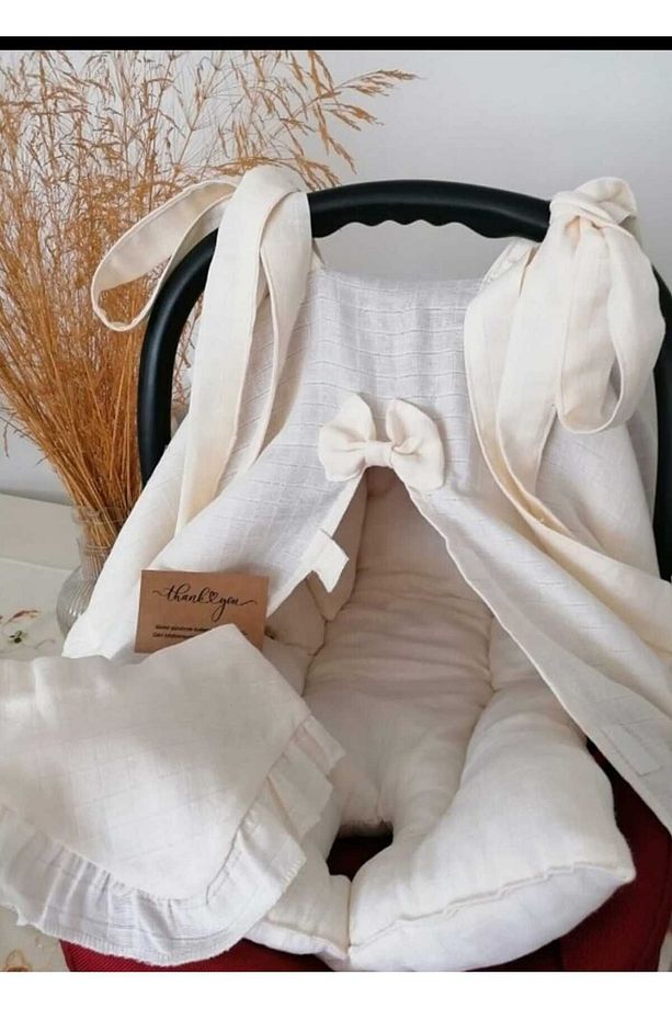 %100 pamuk tek kat muslin puset örtüsü ve minderi - 2