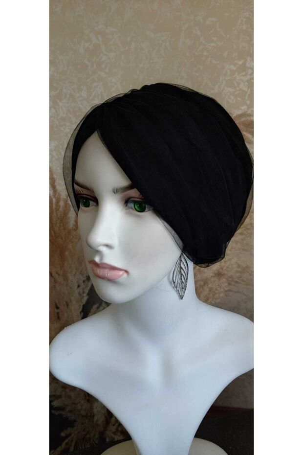 Meryemcebone Siyah Tüllü Bone - 4