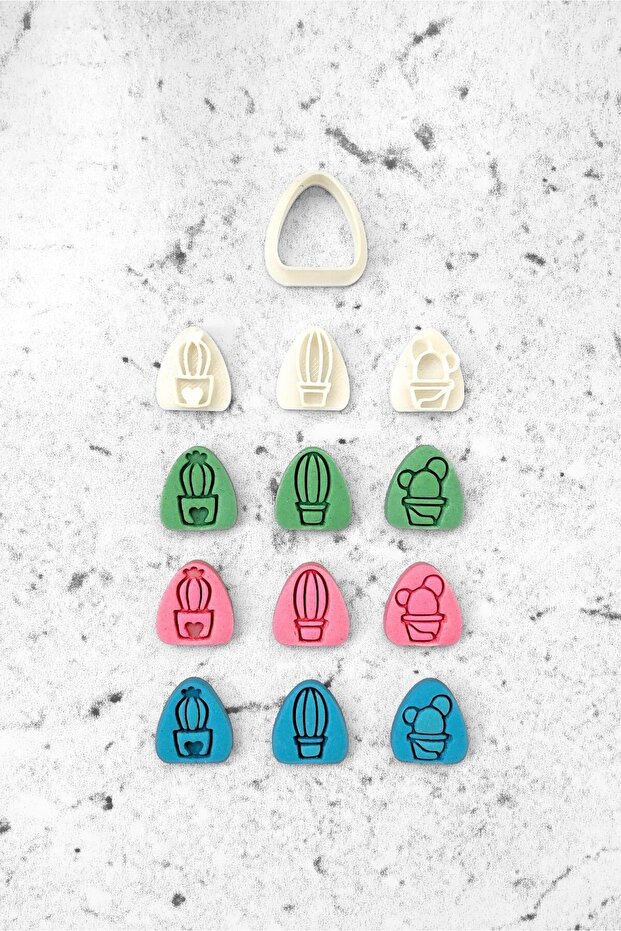 Mini Cactus Polymer Clay Ceramic Plasticine Mold and Stamp Set - 1.6-2cm