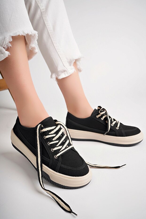 pasyone Siyah Kadın Sneaker Günlük Ayakkabı