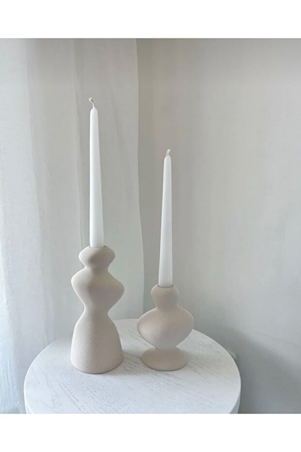 Modern Dalgalı Tasarım Şamdan 2’li Set - 3