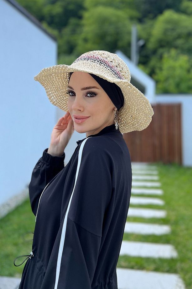 El Örgü Hasır Şapka RŞ-85 Bej - 4