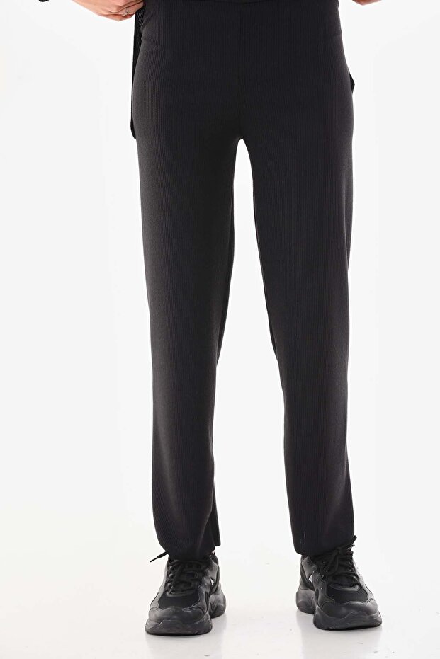 Black Tunic Pants Twisted Pattern Set - 7