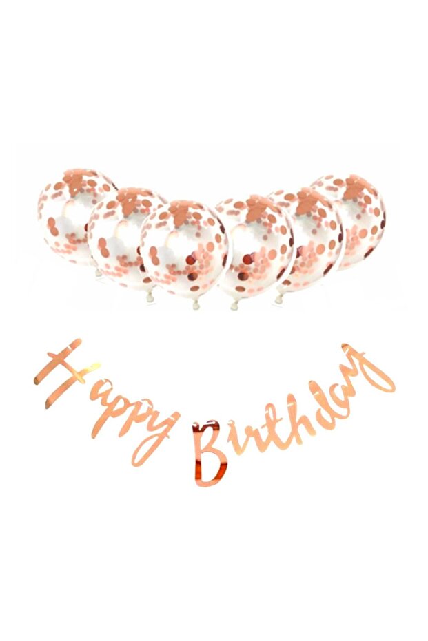 Metalized Happy Birthday Rose Gold Banner Set