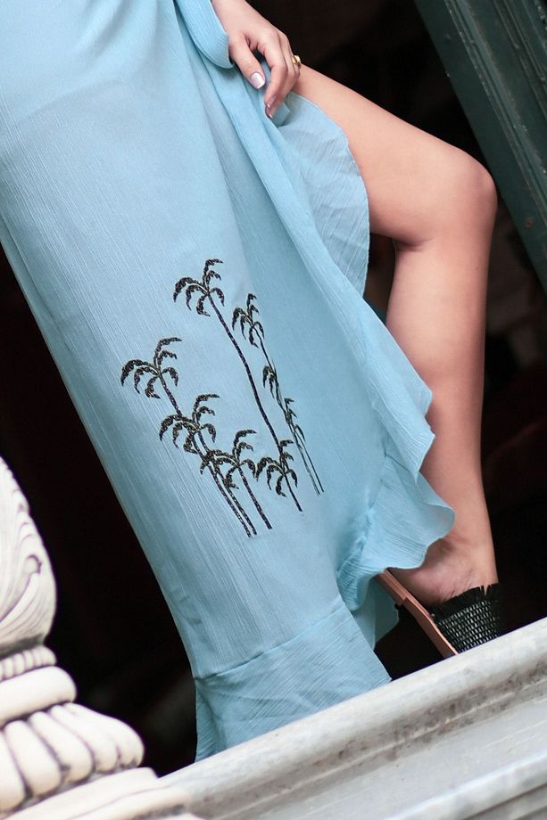 Mavi Palmiye Sarong-plaj Eteği - 3