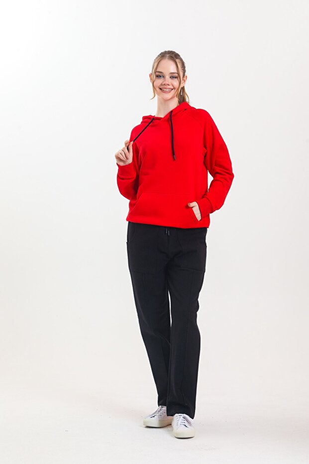Black High Waist Regular Leg Sweatpants with Insert Pocket