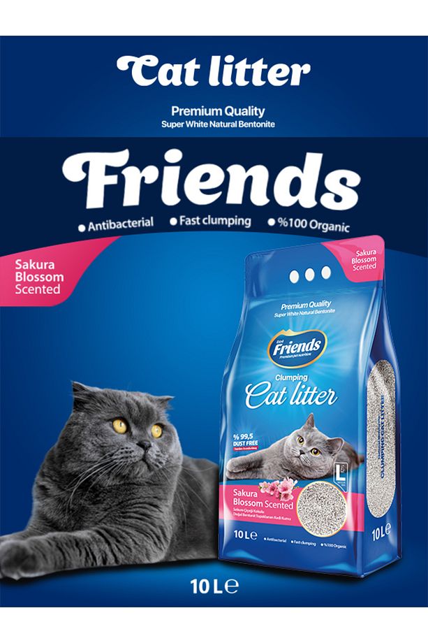 Sakura Çiçek Kokulu 2 ADET Topaklaşan 10 Litre Kedi Kumu - 1
