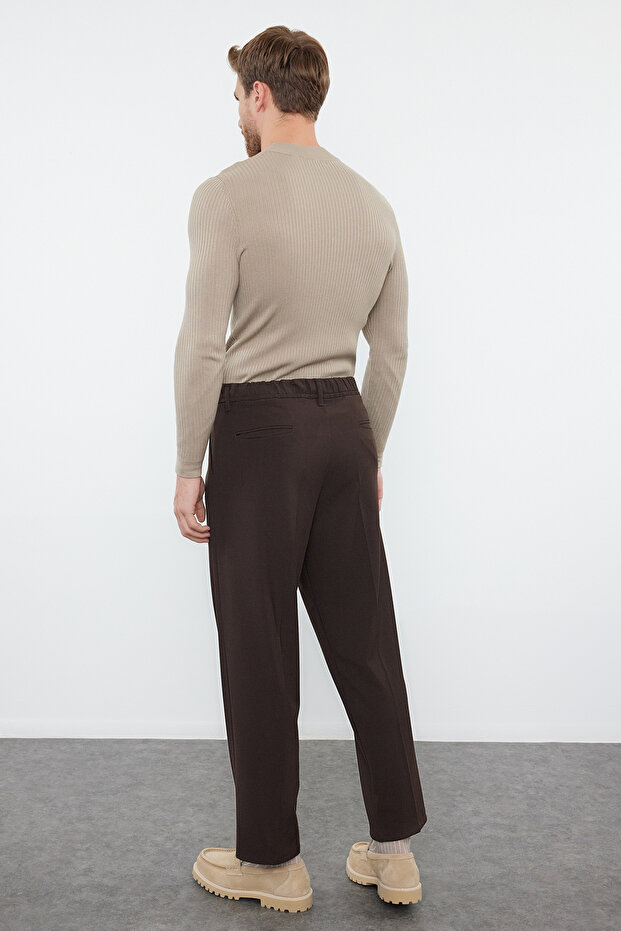 Kahverengi Pileli Klasik Baggy Fit Kumaş Pantolon TMNSS24PL00024 - 5