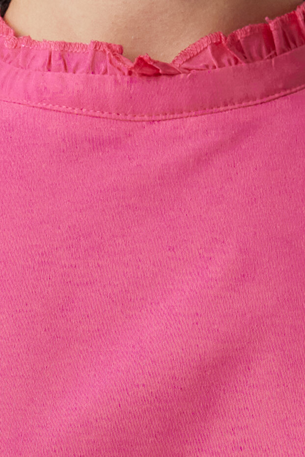 Pembe Rahat Kesim Kolsuz Mini Dokuma Elbise TWOSS22EL00139 - 3