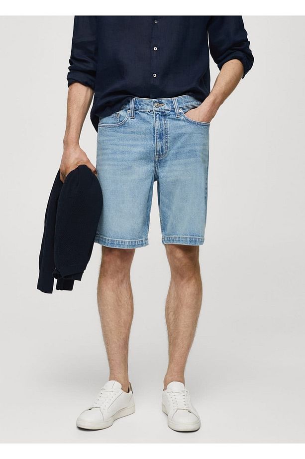 Regular fit denim bermuda şort - 1