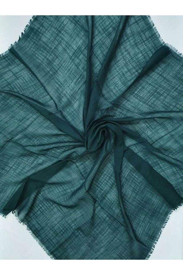 Women's Green Cotton Flared Scarf 100 x 100 cm
